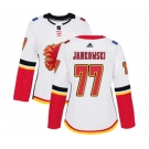 Women Calgary Flames #77 Mark Jankowski Authentic White Away Hockey Jersey