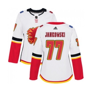 Women Calgary Flames #77 Mark Jankowski Authentic White Away Hockey Jersey