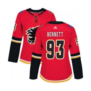 Women Calgary Flames #93 Sam Bennett Authentic Red Home Hockey Jersey