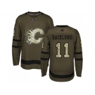 Youth Adidas Calgary Flames #11 Mikael Backlund Green Salute to Service Stitched NHL Jersey