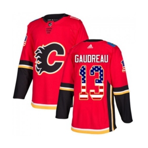 Youth Calgary Flames #13 Johnny Gaudreau Authentic Red USA Flag Fashion Hockey Jersey