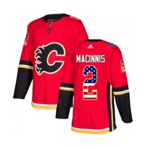 Youth Calgary Flames #2 Al MacInnis Authentic Red USA Flag Fashion Hockey Jersey