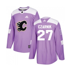 Youth Calgary Flames #27 Austin Czarnik Authentic Purple Fights Cancer Practice Hockey Jersey