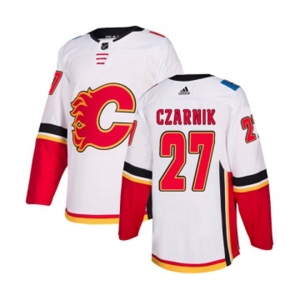 Youth Calgary Flames #27 Austin Czarnik Authentic White Away Hockey Jersey