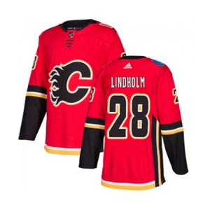 Youth Calgary Flames #28 Elias Lindholm Authentic Red Home Hockey Jersey