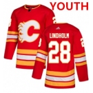 Youth Calgary Flames #28 Elias Lindholm Red Alternate Adidas Stitched NHL Jersey
