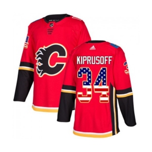 Youth Calgary Flames #34 Miikka Kiprusoff Authentic Red USA Flag Fashion Hockey Jersey