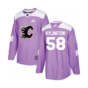 Youth Calgary Flames #58 Oliver Kylington Authentic Purple Fights Cancer Practice Hockey Jersey
