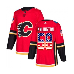 Youth Calgary Flames #58 Oliver Kylington Authentic Red USA Flag Fashion Hockey Jersey