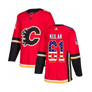 Youth Calgary Flames #61 Brett Kulak Authentic Red USA Flag Fashion Hockey Jersey