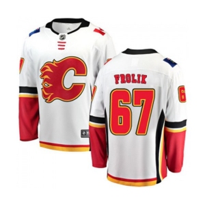 Youth Calgary Flames #67 Michael Frolik Fanatics Branded White Away Breakaway Hockey Jersey