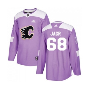 Youth Calgary Flames #68 Jaromir Jagr Authentic Purple Fights Cancer Practice Hockey Jersey
