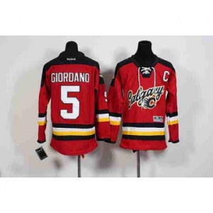 youth nhl jerseys calgary flames #5 giordano red[patch C][2015 new]