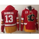 Calgary Flames #13 Johnny Gaudreau Red Name & Number Pullover NHL Hoodie