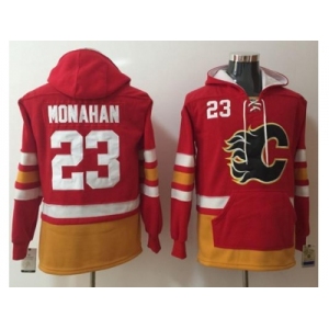 Calgary Flames #23 Sean Monahan Red Name & Number Pullover NHL Hoodie