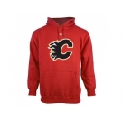 Calgary Flames Red Old Time Hockey Big Logo with Crest Pullover Hoodie