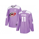 Men Adidas Carolina Hurricanes #11 Jordan Staal Purple Authentic Fights Cancer Stitched NHL Jersey