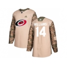 Men Adidas Carolina Hurricanes #14 Justin Williams Camo Authentic 2017 Veterans Day Stitched NHL Jersey