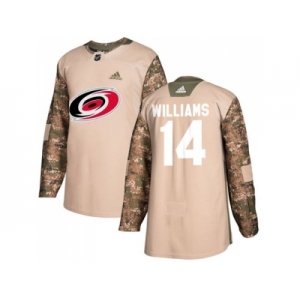 Men Adidas Carolina Hurricanes #14 Justin Williams Camo Authentic 2017 Veterans Day Stitched NHL Jersey