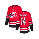 Men Adidas Carolina Hurricanes #14 Justin Williams Red Home Authentic Stitched NHL Jersey