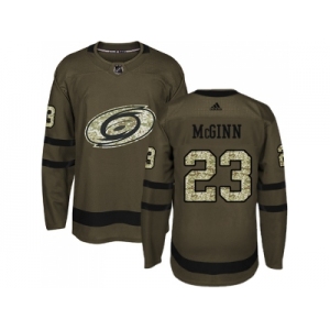 Men Adidas Carolina Hurricanes #23 Brock McGinn Green Salute to Service Stitched NHL Jersey