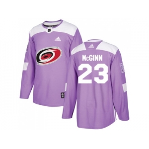 Men Adidas Carolina Hurricanes #23 Brock McGinn Purple Authentic Fights Cancer Stitched NHL Jersey