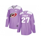 Men Adidas Carolina Hurricanes #27 Justin Faulk Purple Authentic Fights Cancer Stitched NHL Jersey