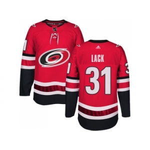 Men Adidas Carolina Hurricanes #31 Eddie Lack Authentic Red Home NHL Jersey