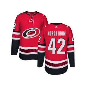Men Adidas Carolina Hurricanes #42 Joakim Nordstrom Authentic Red Home NHL Jersey