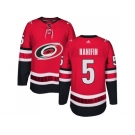 Men Adidas Carolina Hurricanes #5 Noah Hanifin Authentic Red Home NHL Jersey