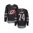 Men Adidas Carolina Hurricanes #74 Jaccob Slavin Black 1917-2017 100th Anniversary Stitched NHL Jersey