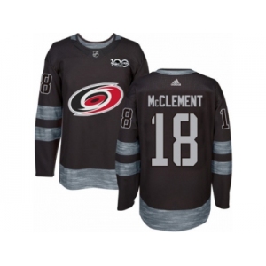 Men's Adidas Carolina Hurricanes #18 Jay McClement Authentic Black 1917-2017 100th Anniversary NHL Jersey