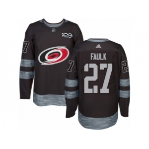 Men's Adidas Carolina Hurricanes #27 Justin Faulk Authentic Black 1917-2017 100th Anniversary NHL Jersey