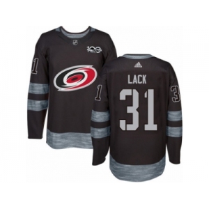 Men's Adidas Carolina Hurricanes #31 Eddie Lack Authentic Black 1917-2017 100th Anniversary NHL Jersey