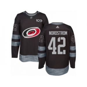 Men's Adidas Carolina Hurricanes #42 Joakim Nordstrom Authentic Black 1917-2017 100th Anniversary NHL Jersey