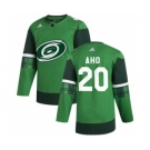 Men's Carolina Hurricanes #20 Sebastian Aho 2020 St. Patrick's Day Stitched Hockey Jersey Green