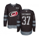 Men's Carolina Hurricanes #37 Andrei Svechnikov Black 1917-2017 100th Anniversary Stitched Hockey Jersey