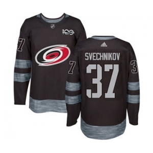Men's Carolina Hurricanes #37 Andrei Svechnikov Black 1917-2017 100th Anniversary Stitched Hockey Jersey