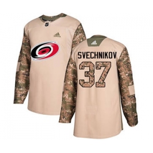 Men's Carolina Hurricanes #37 Andrei Svechnikov Camo 2017 Veterans Day Stitched Hockey Jersey