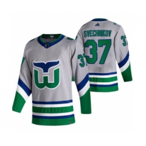 Men's Carolina Hurricanes #37 Andrei Svechnikov Grey 2020-21 Reverse Retro Alternate Hockey Jersey
