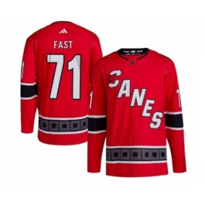 Men's Carolina Hurricanes #71 Jesper Fast 2022-23 Reverse Retro Red Stitched Jersey