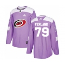 Men's Carolina Hurricanes #79 Michael Ferland Purple Fights Cancer Stitched Hockey Jersey