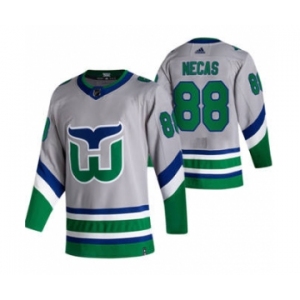 Men's Carolina Hurricanes #88 Martin Necas Grey 2020-21 Reverse Retro Alternate Hockey Jersey