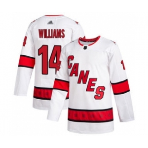 Men's Hurricanes #14 Justin Williams White Road Authentic Stitched Hockey Jersey