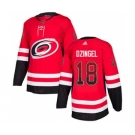 Men's Hurricanes #18 Ryan Dzingel Red Home Authentic Drift Fashion Stitched Hockey Jersey