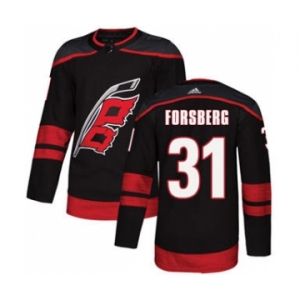 Men's Hurricanes #31 Anton Forsberg Black Alternate Authentic Stitched Hockey Jersey