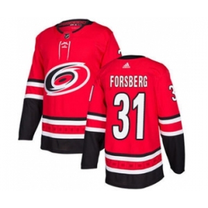 Men's Hurricanes #31 Anton Forsberg Red Home Authentic Stitched Hockey Jersey