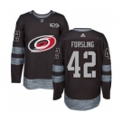 Men's Hurricanes #42 Gustav Forsling Black 1917-2017 100th Anniversary Stitched Hockey Jersey