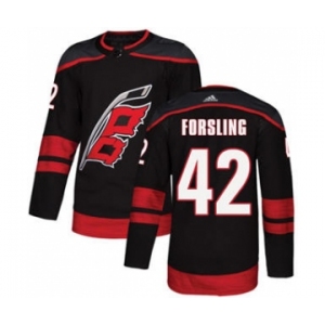 Men's Hurricanes #42 Gustav Forsling Black Alternate Authentic Stitched Hockey Jersey