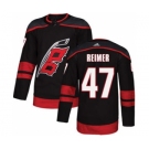 Men's Hurricanes #47 James Reimer Black Alternate Authentic Stitched Hockey Jersey